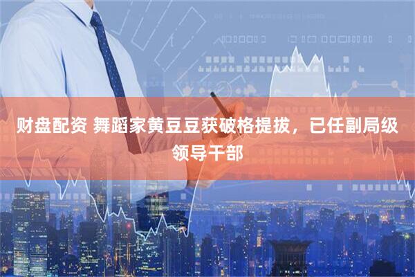 财盘配资 舞蹈家黄豆豆获破格提拔，已任副局级领导干部